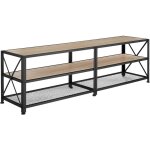 Tectake ? meuble tv bas en bois et acier ? dimensions 161x41, 5x50, 5 cm ? 3 niveaux ouverts ? style ...