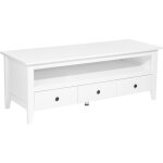 Beliani - meuble tv au style traditionnel entirement de couleur blanche avec 3 tiroirs et grand espace ...
