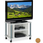 Relaxdays - meuble tv sur roues, compartiments, tagre pour tlviseur, buffet  roues pour tlviseur, ...