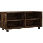 Meuble tv sur roulettes ch�ne fum� 90x35x35cm bois d'ing�nierie vidaxl