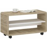 Idimex - meuble tv sur roulettes isaba avec 2 niches, en m�lamin� ch�ne sonoma et blanc