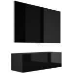 Meuble tv suspendu, 100 � 34 � 32 cm, noir mat / noir brillant