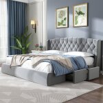 Hauss spole - meuble tv suspendu 140 x 40 x 30. 5 cm avec rangement et bande led, panneau uv haute brillance, ...