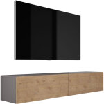 Meuble tv suspendu, 170 � 34 � 32 cm, antracite / ch�ne lancelot