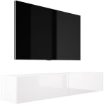 Meuble tv suspendu, 170 � 34 � 32 cm, blanc mat / blanc brillant