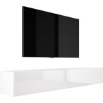 Meuble tv suspendu, (2 � 100) � 34 � 32 cm, blanc mat / blanc brillant