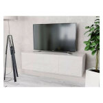 Meuble tv suspendu 2 compartiments laqu blanc chickie l 120 x h 34 x p 40 cm