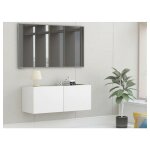 Meuble tv suspendu 2 portes bois blanc oned 80cm Meuble tv suspendu 2 portes bois blanc oned 80cm