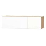 Meuble tv suspendu 2 portes bois laqu blanc et chne clair chickie l 120 x h 34 x p 40 cm