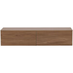 Meuble tv suspendu 2 tiroirs en bois l160cm - bois fonc - frihamn