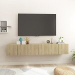 The living store - meubles tv suspendus 3 pcs ch�ne sonoma 60x30x30 cm - meuble tv mural - meuble hifi ...