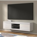Bim furniture - net meuble tv suspendu au mur ou au sol cm 180 x 40 x 46 cm fa�ades blanc brillant structure ...