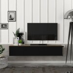 Meuble tv toivakka 135 x 31 x 25 cm effet chne et noir [en. casa]