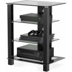 Fitueyes meuble tv en verre tremp� avec 4 �tag�res gestion des c�ble