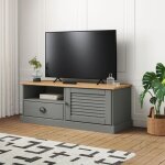 Meuble tv vigo gris 106x40x40 cm bois massif de pin