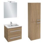 Meuble vasque 80 cm jacob delafon ola up chêne + colonne + miroir et spots Meuble vasque 80 cm jacob delafon ola up chêne + colonne + miroir et spots