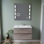 Meuble vasque tout inox rosinox 80 cm + miroir elégance ht105 - bois - plan vasque en céramique Meuble vasque tout inox rosinox 80 cm + miroir elégance ht105 - bois - plan vasque en céramique