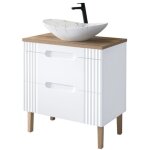 Meuble vasque � poser sur pieds 80 cm - oceanie white - livraison gratuite
