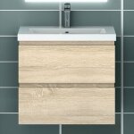 Meuble vasque suspendu 60cm naturel avec 2 tiroirs