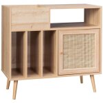 Meuble vinyle cannage et dcor bois bohme 1 porte et 4 casiers 83cm