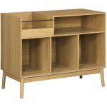 Sweeek - meuble vinyle vintage dcor bois. dune. l 100 x l 48 x h 81. 5cm