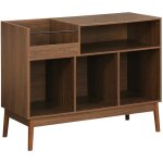 Sweeek - meuble vinyle vintage dcor bois. npal. l 100 x l 48 x h 81. 5cm