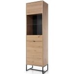 Meuble vitrine meuble buffet salon ch�ne noir 197x53x39cm ambre