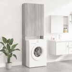 Maison chic ? meuble machine � laver sonoma gris 64x25, 5x190 cm ? 2 portes et 3 compartiments ? mat�riau ...