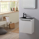 Planetebain - meuble pour wc blanc avec lave mains design noir et mitigeur noir