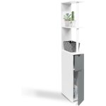 Meuble wc �tag�re bois willy 2 portes blanc et gris