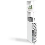 Meuble wc étagère bois willy 2 portes blanc et motif carreaux de ciment gris Meuble wc étagère bois willy 2 portes blanc et motif carreaux de ciment gris