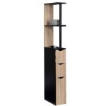 Idmarket - meuble wc �tag�re bois willy 3 portes noir et h�tre
