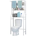 Meuble wc ou machine � laver �tag�re de salle de bains 3 �tag�res avec porte serviettes 68x163x25cm(lxhxp) ...
