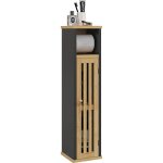 Homcom - meuble wc avec support papier toilette - porte, tagre - mdf noir bambou verni