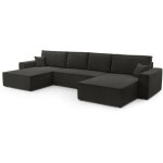 Meubler design - canap� panoramique convertible avec coffre en velours c�tel� noir juul, structure en ...