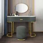 Meubler design - coiffeuse  tiroir dessus de table en faux marbre vita - polyurthane gris, mtal, mousse ...