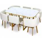 Meubler design - ensemble table à manger + 6 chaises encastrable popup xl - marbre blanc, bois mdf, polyurétha ... Meubler design - ensemble table à manger + 6 chaises encastrable popup xl - marbre blanc, bois mdf, polyurétha ...
