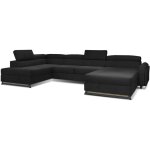 Meubler design - grand canapé panoramique convertible velours noir avec coffre konba 370cm - coffre à ... Meubler design - grand canapé panoramique convertible velours noir avec coffre konba 370cm - coffre à ...