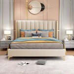 Meubler design lit design contour or avec sommier diana - polyur�thane beige - 160x200, style , 215 x ...