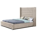 Meubler design lit design grande t�te de lit lia - velours taupe - 160x200, style , 220 x 160, 5 x 35 ...