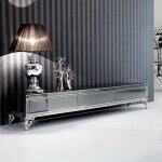 Meubler design - meuble tv ligne elgante, verre et mtal, rectangulaire, style baroque, 160 x 40 x 40 ...