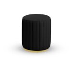 Meubler design - pouf rond mtal dor vita - polyurthane noir, mtal, mousse polythylne, rond, style ...