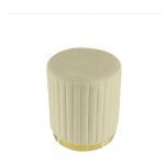 Meubler design - pouf rond m�tal dor� vita - velours beige, m�tal, mousse poly�thyl�ne, rond, style art ...