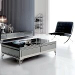 Meubler design - table basse el�gante, verre, rectangulaire, style baroque, 120 x 65 x 40 cm