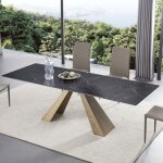 Meubler design table  manger extensible cramique aspect marbre alex - cramique marbre noir, taille ...