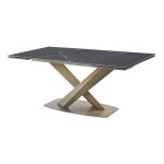 Meubler design table À manger extensible céramique aspect marbre carla - céramique marbre noir pied or, ... Meubler design table À manger extensible céramique aspect marbre carla - céramique marbre noir pied or, ...