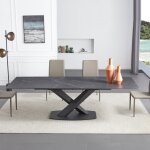 Meubler design table  manger extensible cramique aspect marbre carla - cramique marbre noir, taille ...