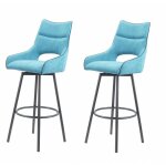 Meubletmoi - lot de 2 chaises hautes de bar tissu bleu - roy