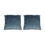 Meubletmoi - lot 2 coussins carr�s 40 cm bleu en velours c�tel� doux - boreal