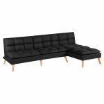 Meubletmoi - banquette convertible angle r�versible et modulable tissu noir - kurt